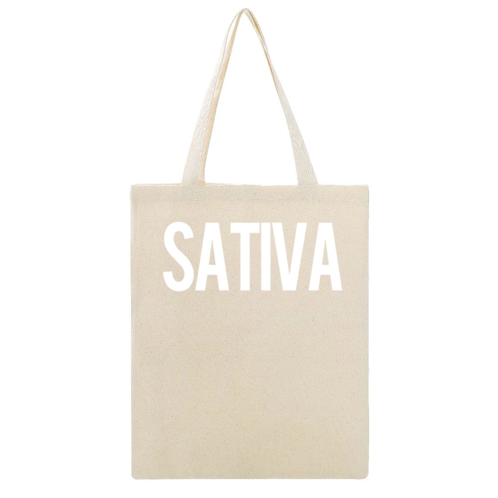 Sativa Weed Cool Graphic Tee Shirt Beige Canvas Tote Shopping Bag