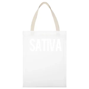 Sativa Weed Cool Graphic Tee Shirt White Canvas Tote Shopping Bag