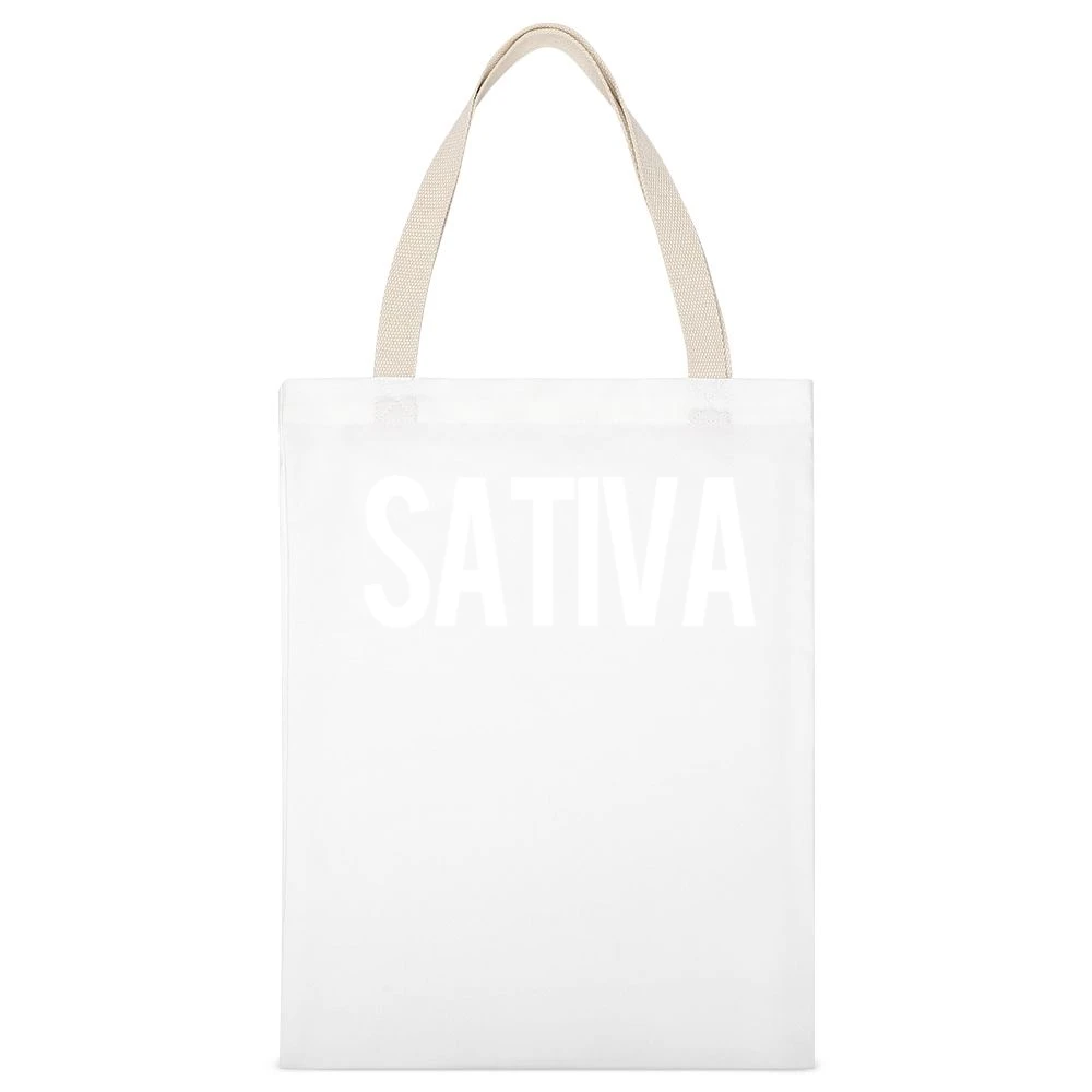 Sativa Weed Cool Graphic Tee Shirt White Canvas Tote Shopping Bag