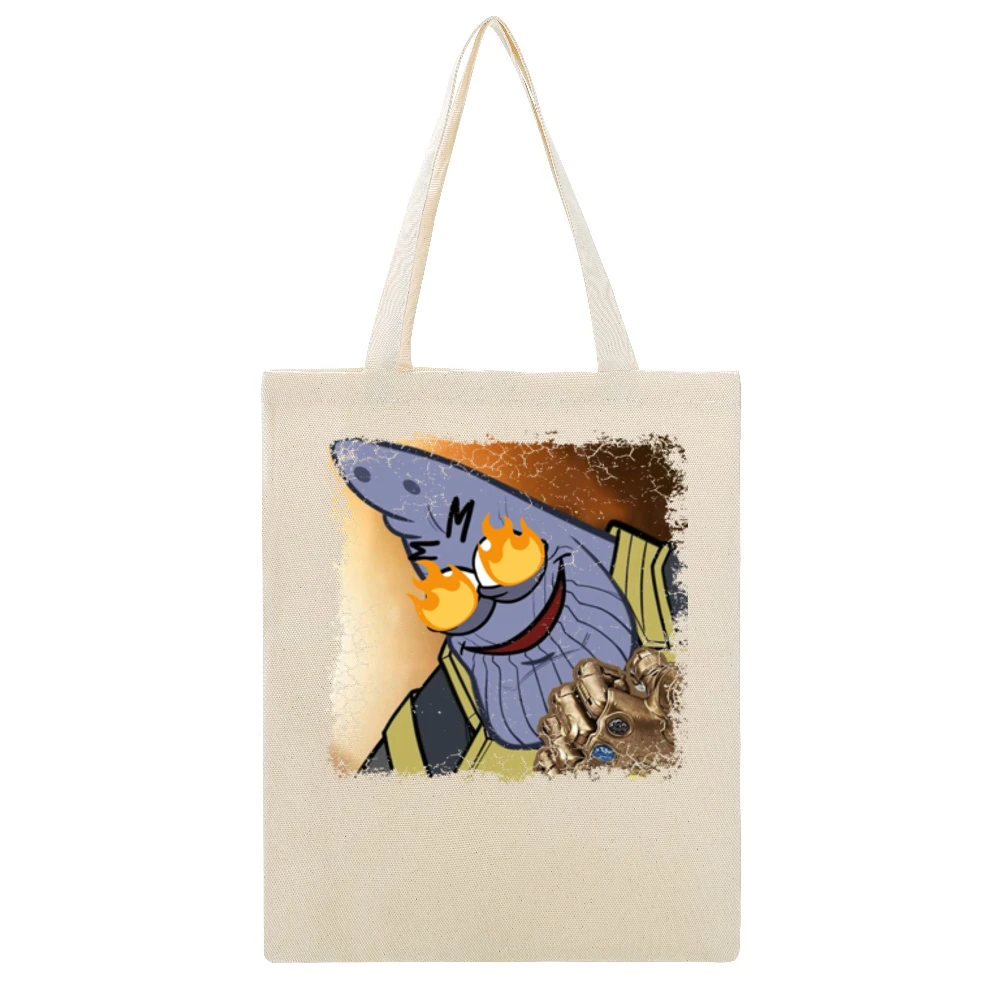 Savage Patrick Thanos Meme Funny Infinity Wars Movie Beige Canvas Tote Shopping Bag
