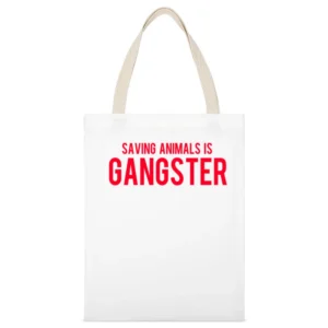 Saving Animals Is Gangster Popular Celebrity Miley Cyrus Graphic TShir White Canvas Tote Shopping Bag