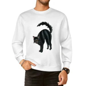 Scared black cat European Size Pullover Sweater