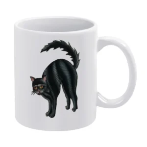 Scared black cat White Mug