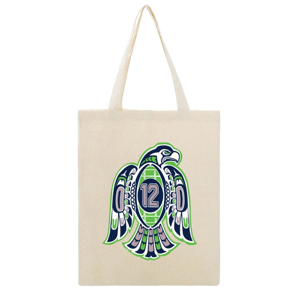 Seattle Football 12th Man Beige Canvas Tote Shopping Bag