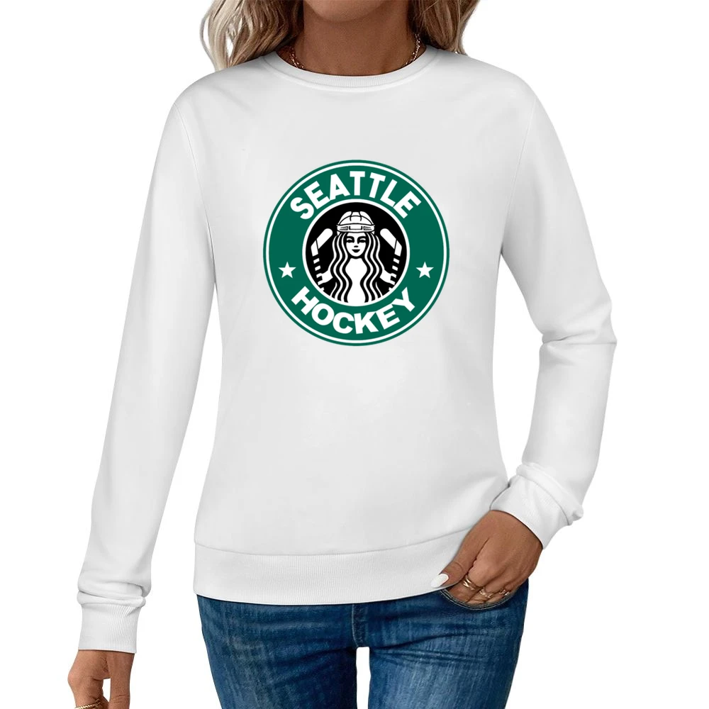 Seattle Hockey Team Starbucks Parody Logo Sports Fan Women Pullover Sweatshirt