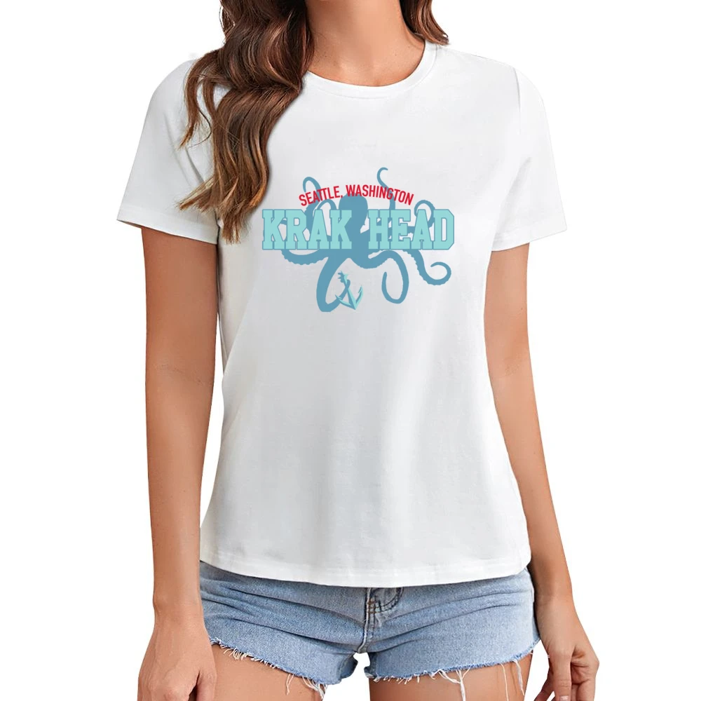 Seattle Washington Krak Head Hockey Fan Asian Size Women Ladies T-shirt