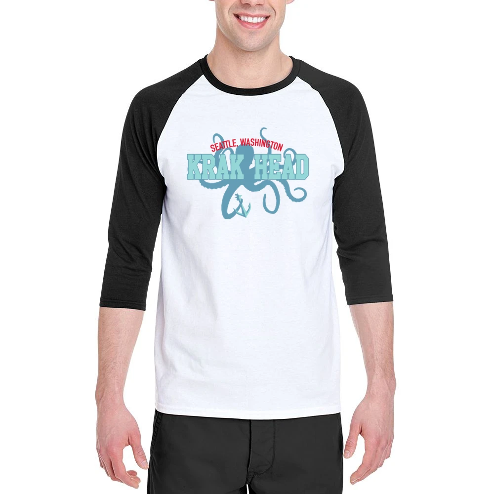 Seattle Washington Krak Head Hockey Fan Men 3/4 Sleeve T-Shirt