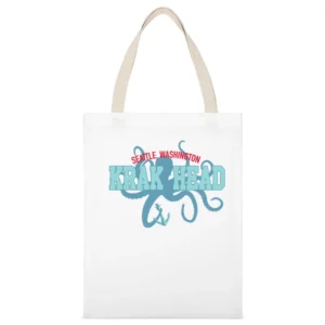 Seattle Washington Krak Head Hockey Fan White Canvas Tote Shopping Bag