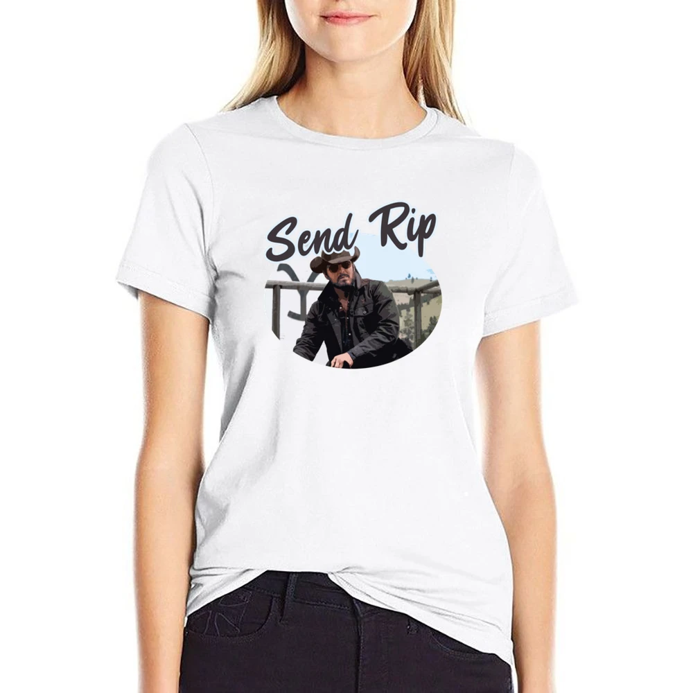 Send Rip Wheeler Yellowstone Show US Size Women Ladies T-shirt