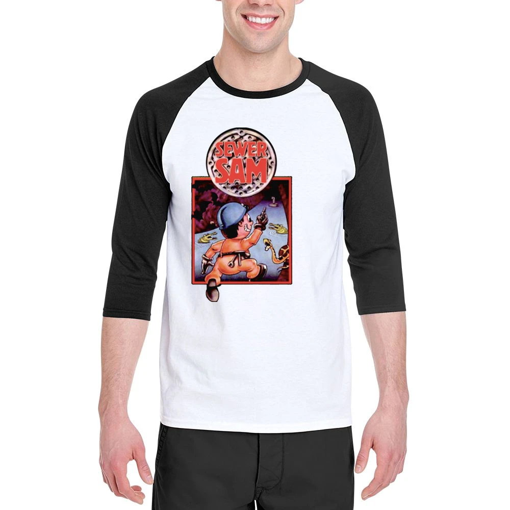 Sewer Sam Video Game Retro 80s Men 3/4 Sleeve T-Shirt