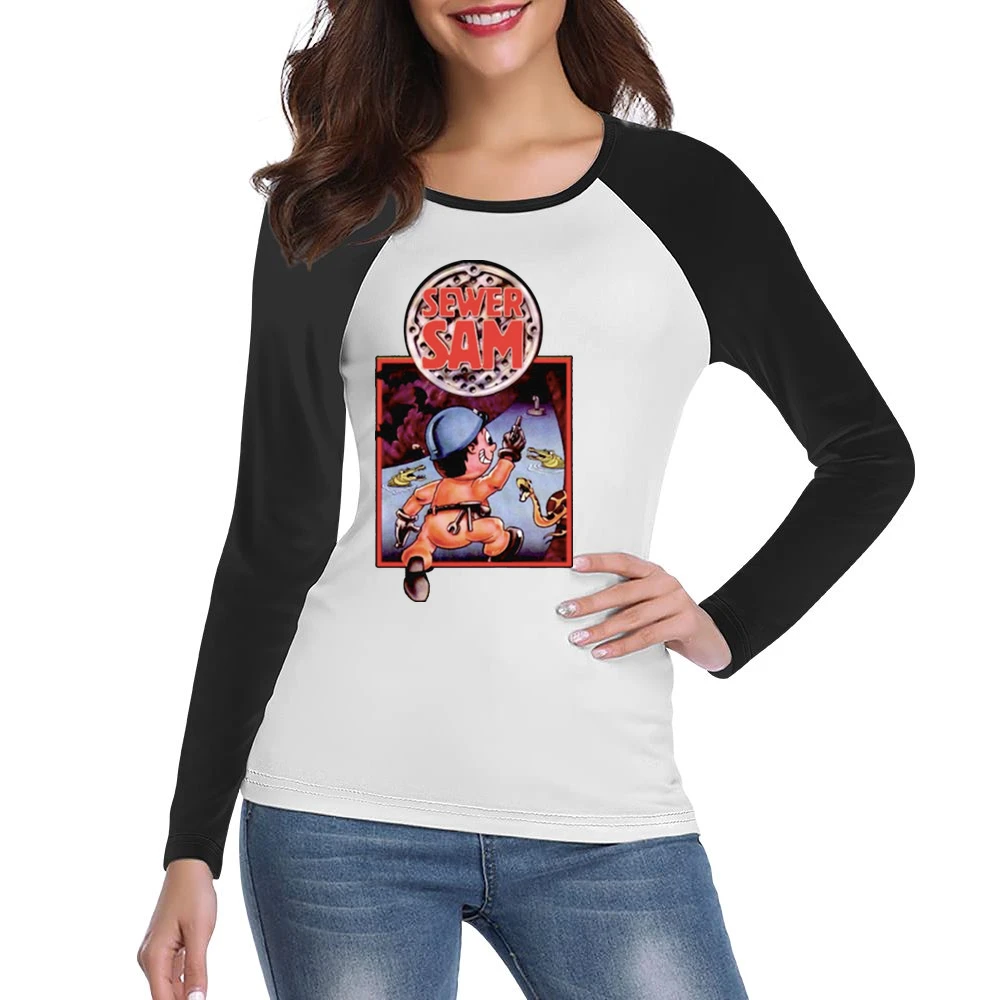 Sewer Sam Video Game Retro 80s Women Ladies Long Sleeve T-Shirt