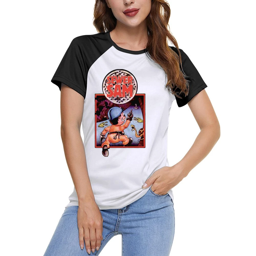 Sewer Sam Video Game Retro 80s Women Ladies Short Sleeve T-Shirt