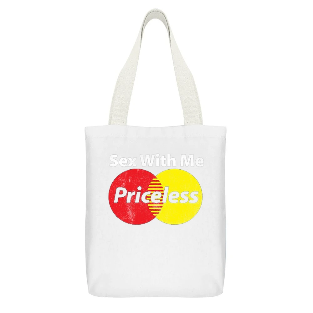 Sex With Me Priceless Funny Mastercard Parody Cool Nathan Sykes Graphi White Canvas Tote Shopping Bag With Interior Pocket