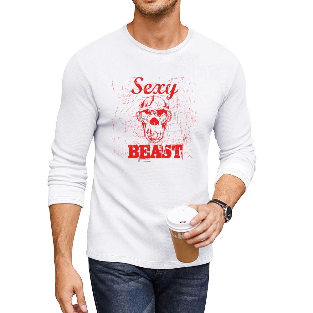 Sexy Beast Funny Joke Men CrewNeck Long Sleeve T-Shirt