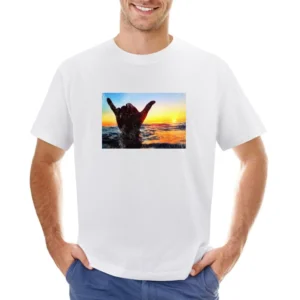 Shaka Brah Hang Loose Hand Ocean Surfer Sunset Graphic Vintage Style D Asian Size Men T-Shirt
