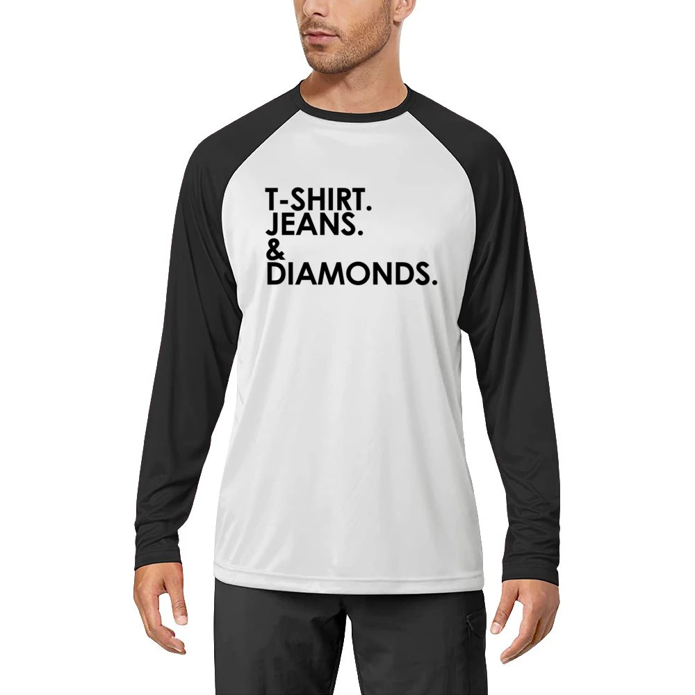 Shirt Jeans And Diamonds Fun Graphic Men Long Sleeve T-Shirt