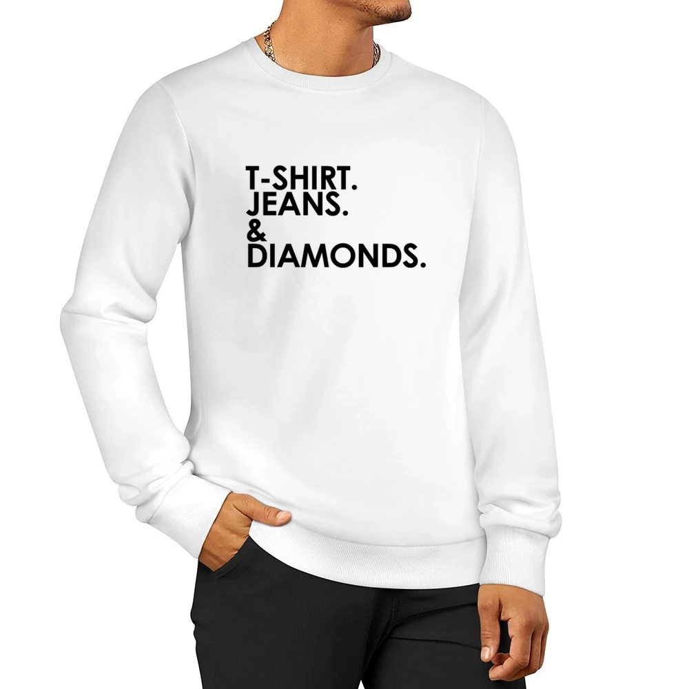 Shirt Jeans And Diamonds Fun Graphic Men Pullover Sweatshirt