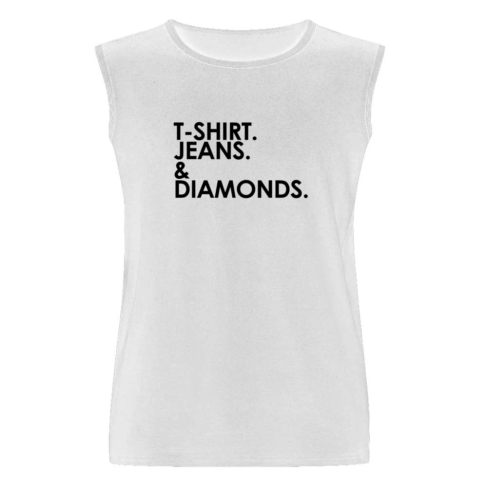 Shirt Jeans And Diamonds Fun Graphic Men Sleeveless T-Shirt