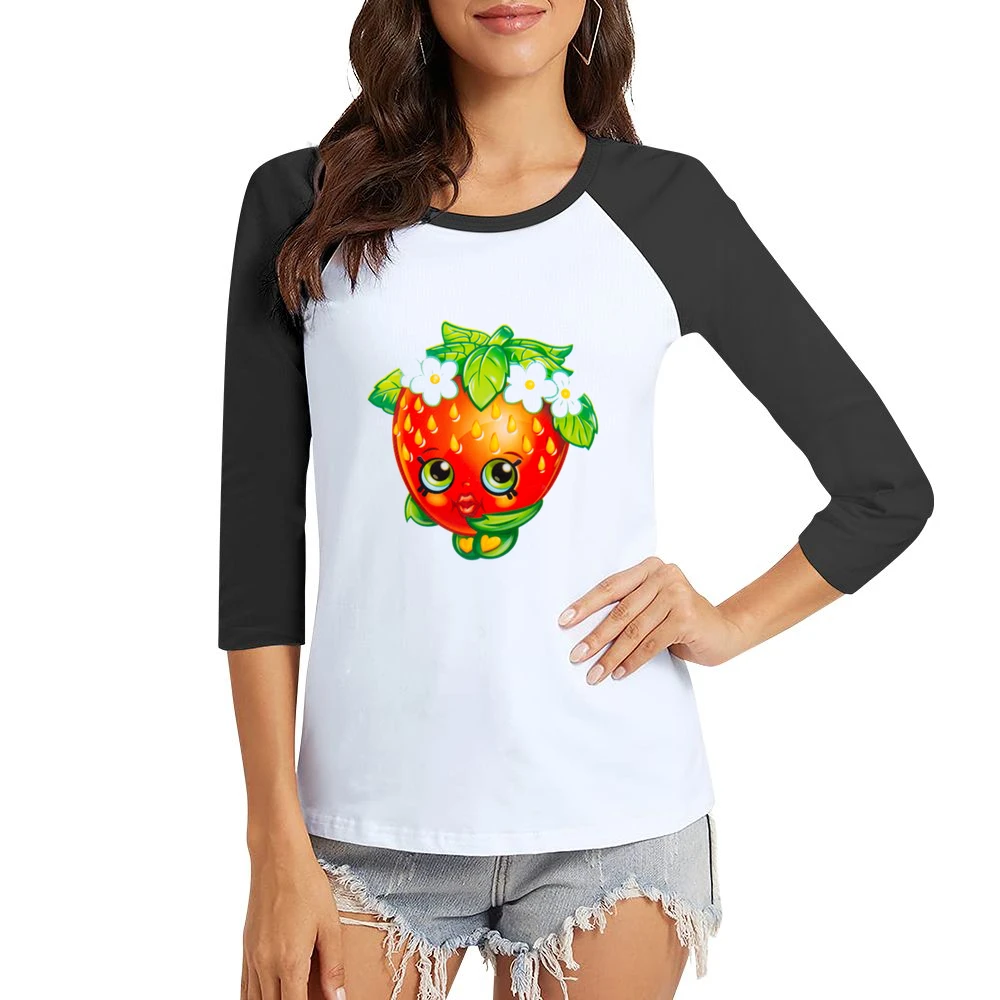 Shopkins Strawberry Kiss Women Ladies 3-4 Sleeve T-Shirt