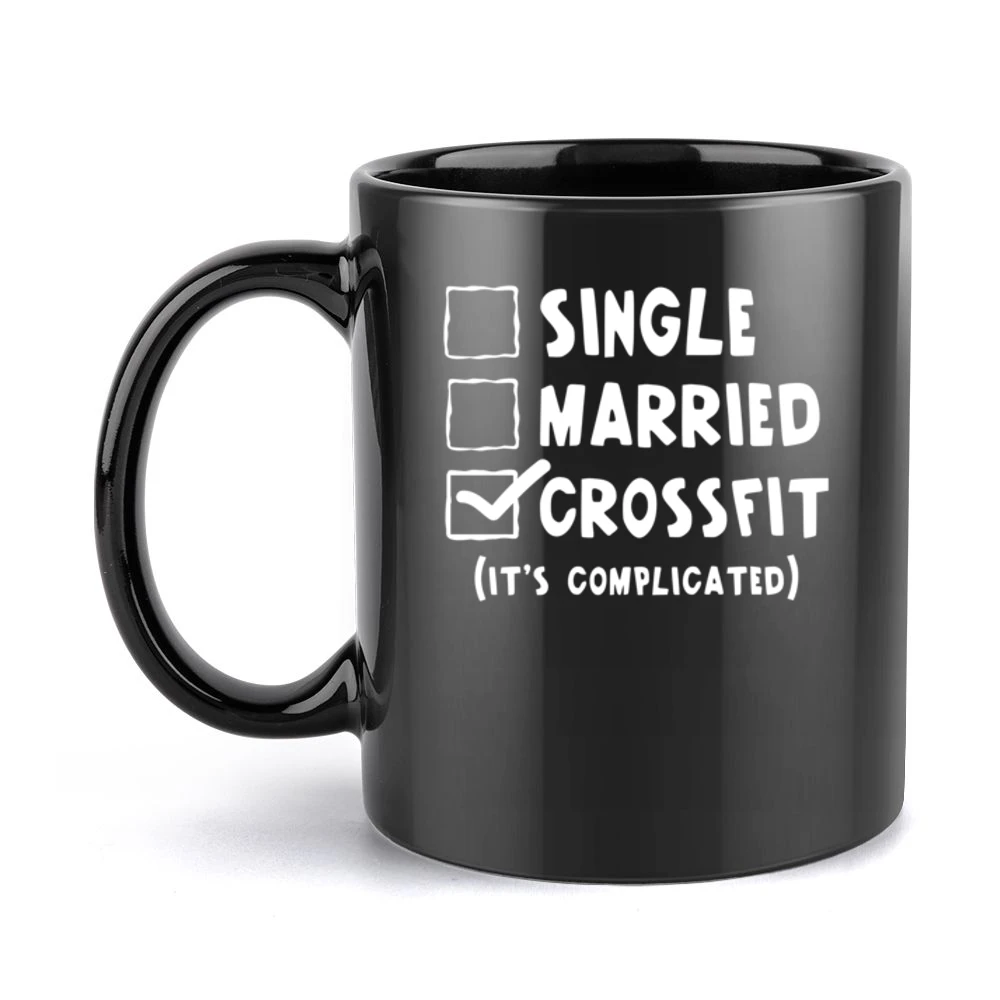 Single Married Crossfit Its Complicated Funny Fitness Workout Graphic Black Mug