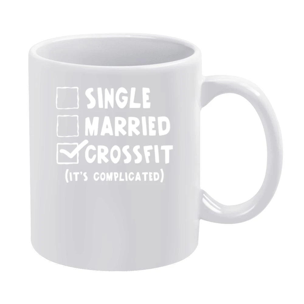 Single Married Crossfit Its Complicated Funny Fitness Workout Graphic White Mug
