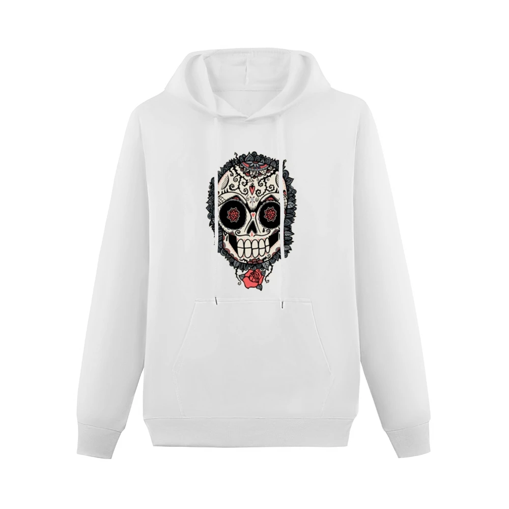 Skeleton Dia De Los Muertos Hearts Roses Design Graphic Tee Shirt Men Hoodie With Pocket