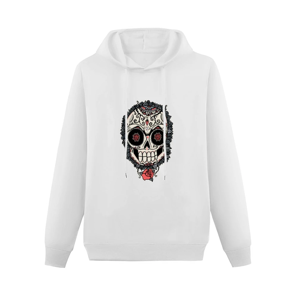 Skeleton Dia De Los Muertos Hearts Roses Design Graphic Tee Shirt Men Hoodie Without Pocket