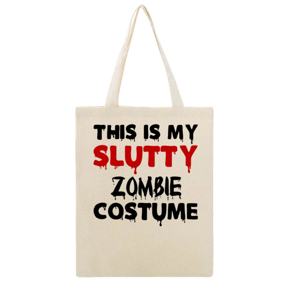 Slutty Zombie Tshirt (all Styles And Colors Available) Beige Canvas Tote Shopping Bag