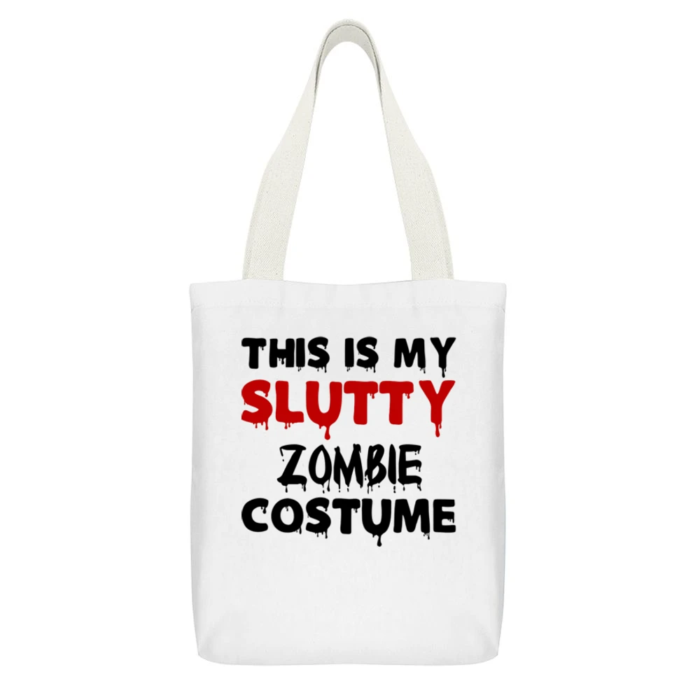 Slutty Zombie Tshirt (all Styles And Colors Available) White Canvas Tote Shopping Bag With Interior Pocket