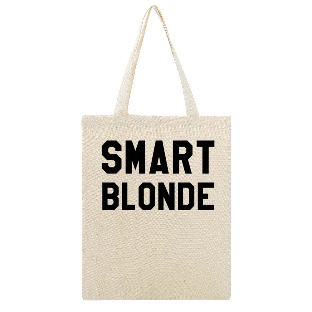 Smart Blonde Fun Graphic Hair Student Educated Beige Canvas Tote Shopping Bag