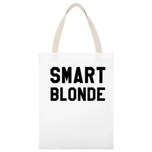 Smart Blonde Fun Graphic Hair Student Educated White Canvas Tote Shopping Bag