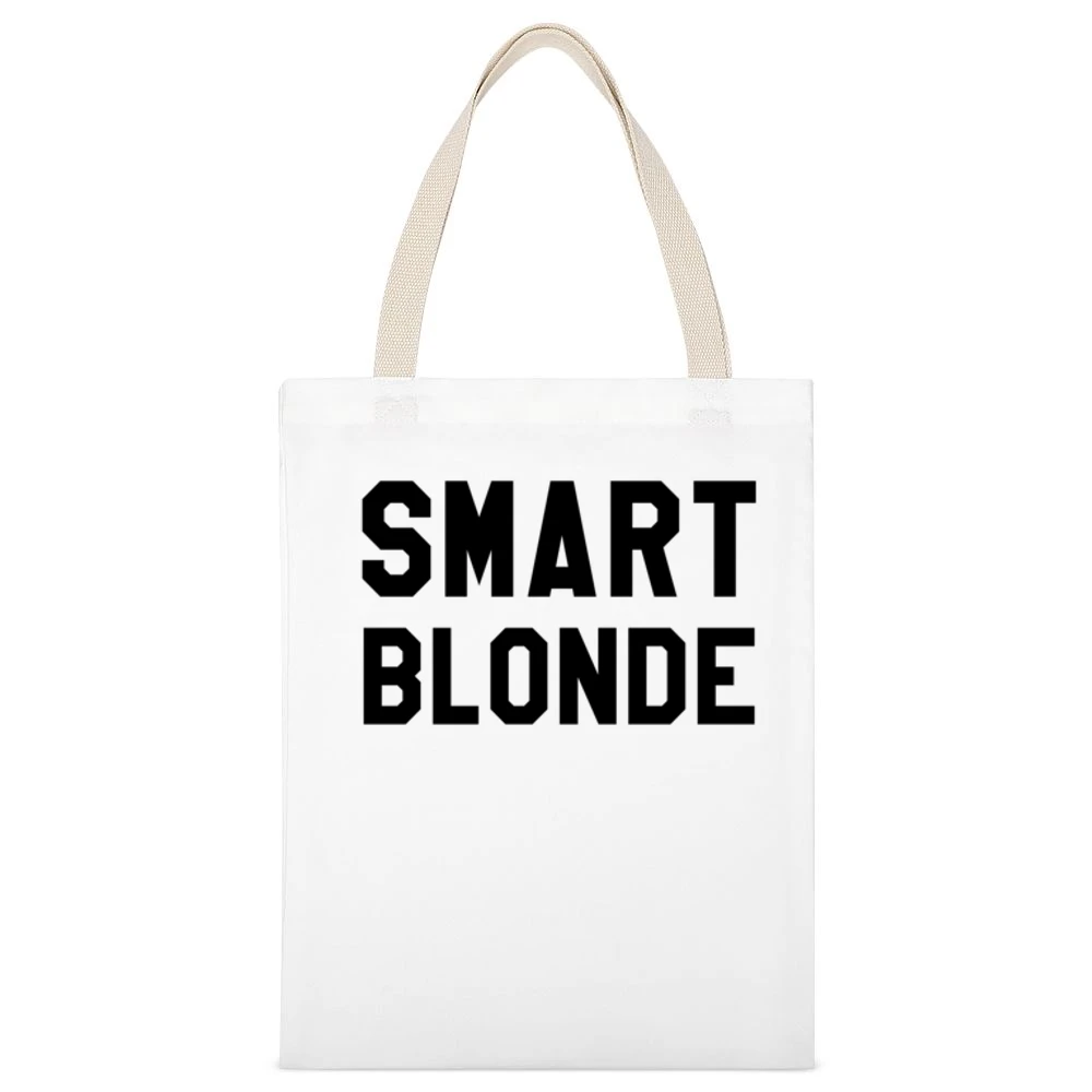 Smart Blonde Fun Graphic Hair Student Educated White Canvas Tote Shopping Bag