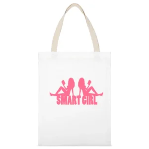 Smart Girl White Canvas Tote Shopping Bag