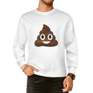 Smiley Poop Cute Fun Emoticon Text Graphic Tee Shirt European Size Pullover Sweater