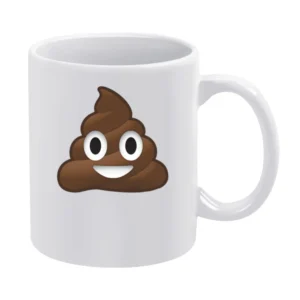 Smiley Poop Cute Fun Emoticon Text Graphic Tee Shirt White Mug
