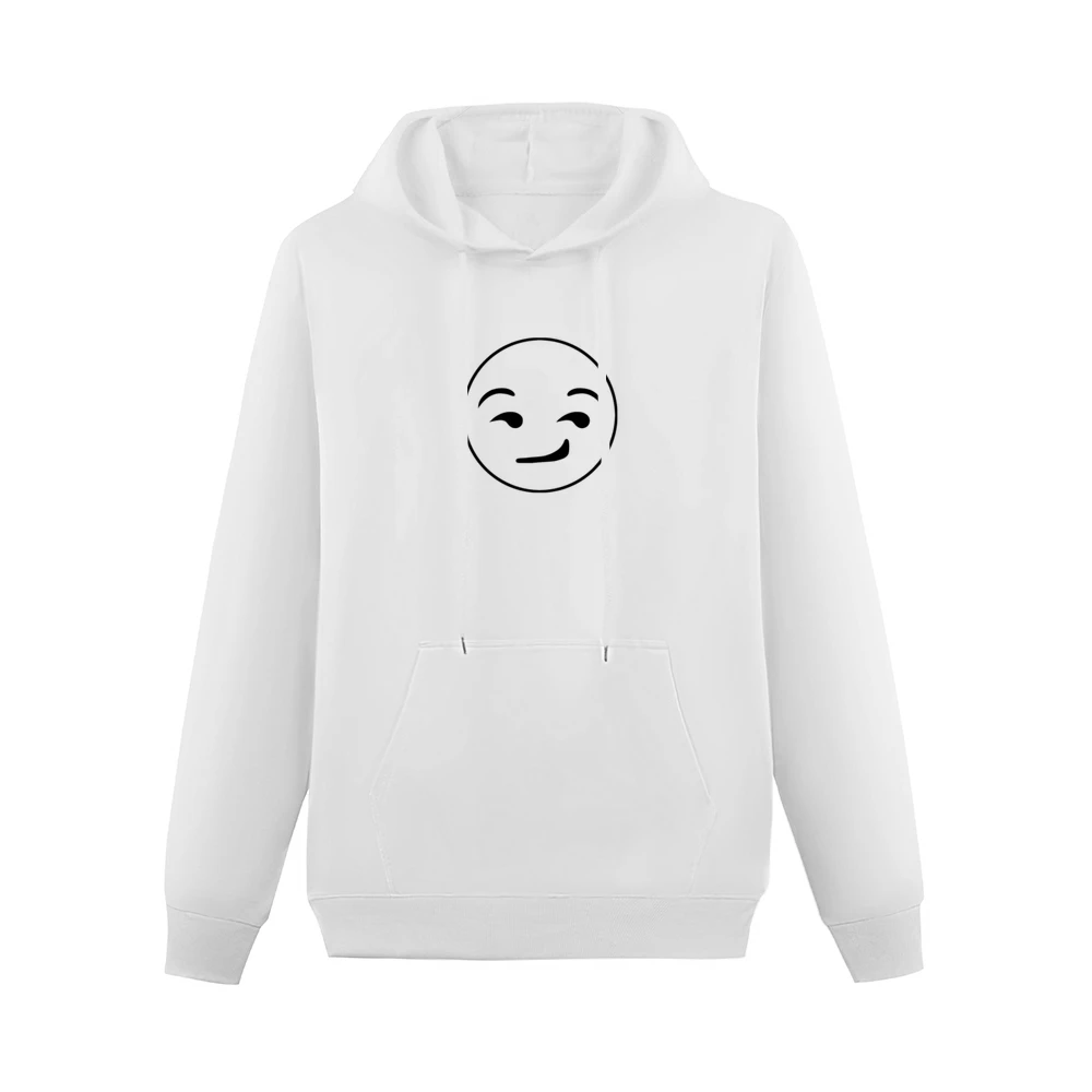 Smirking Emoji Face Cute Fun Text Graphic Men Hoodie With Pocket
