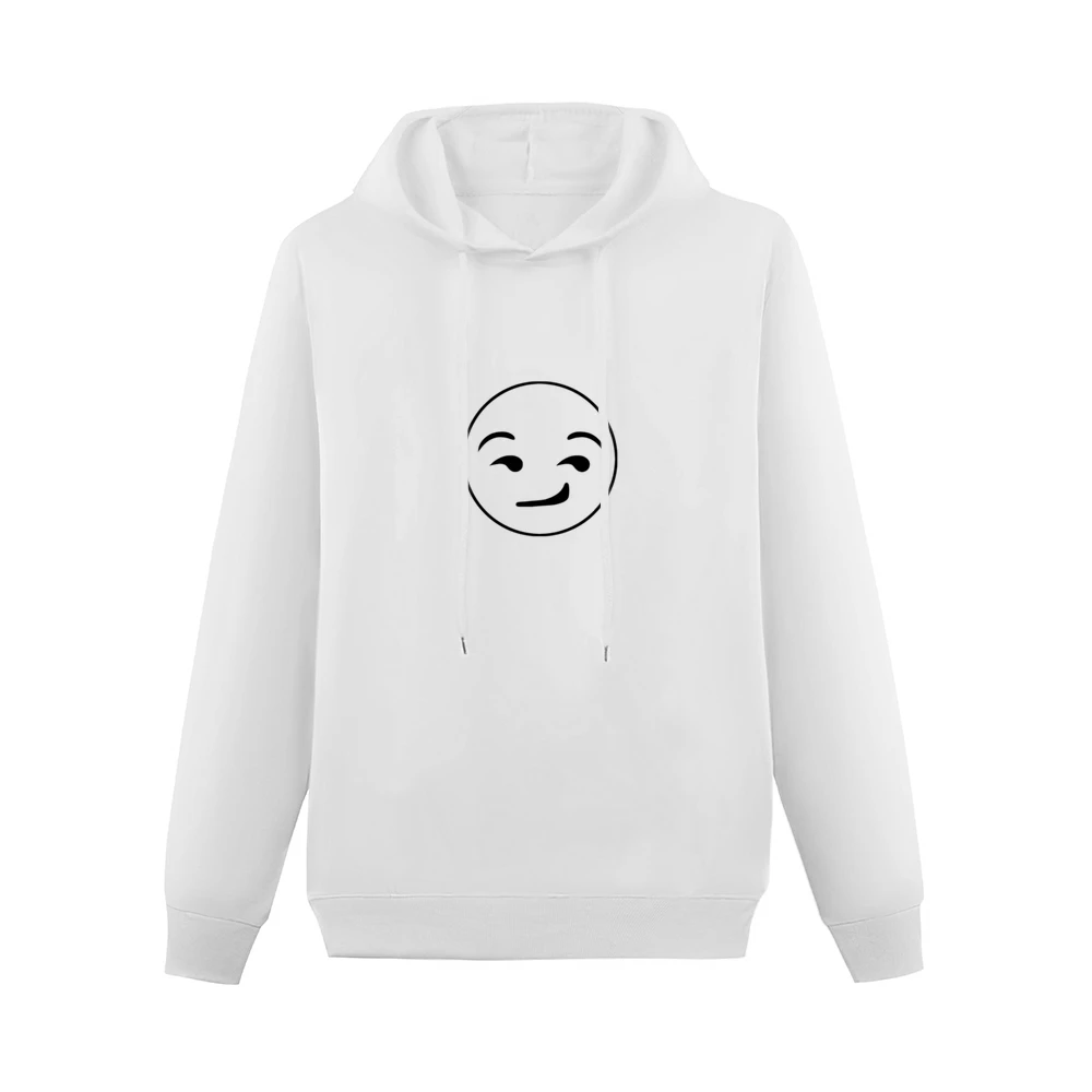 Smirking Emoji Face Cute Fun Text Graphic Men Hoodie Without Pocket