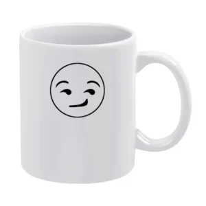 Smirking Emoji Face Cute Fun Text Graphic White Mug