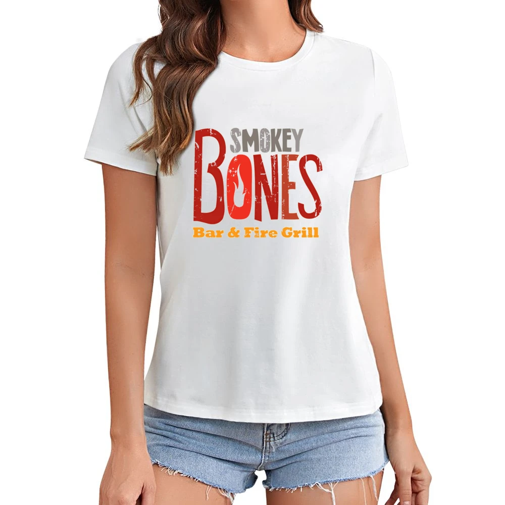 Smokey Bones Fast Food Restaurant Distressed Look Asian Size Women Ladies T-shirt