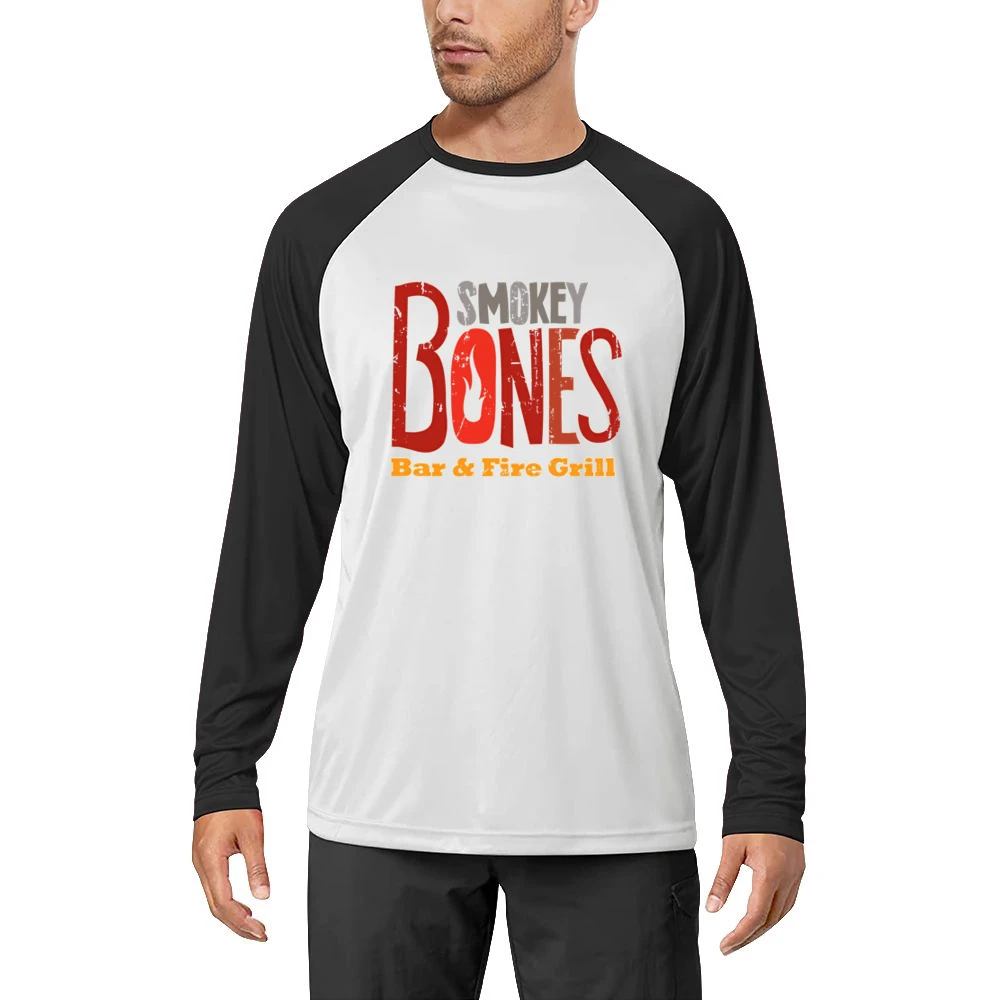 Smokey Bones Fast Food Restaurant Distressed Look Men Long Sleeve T-Shirt