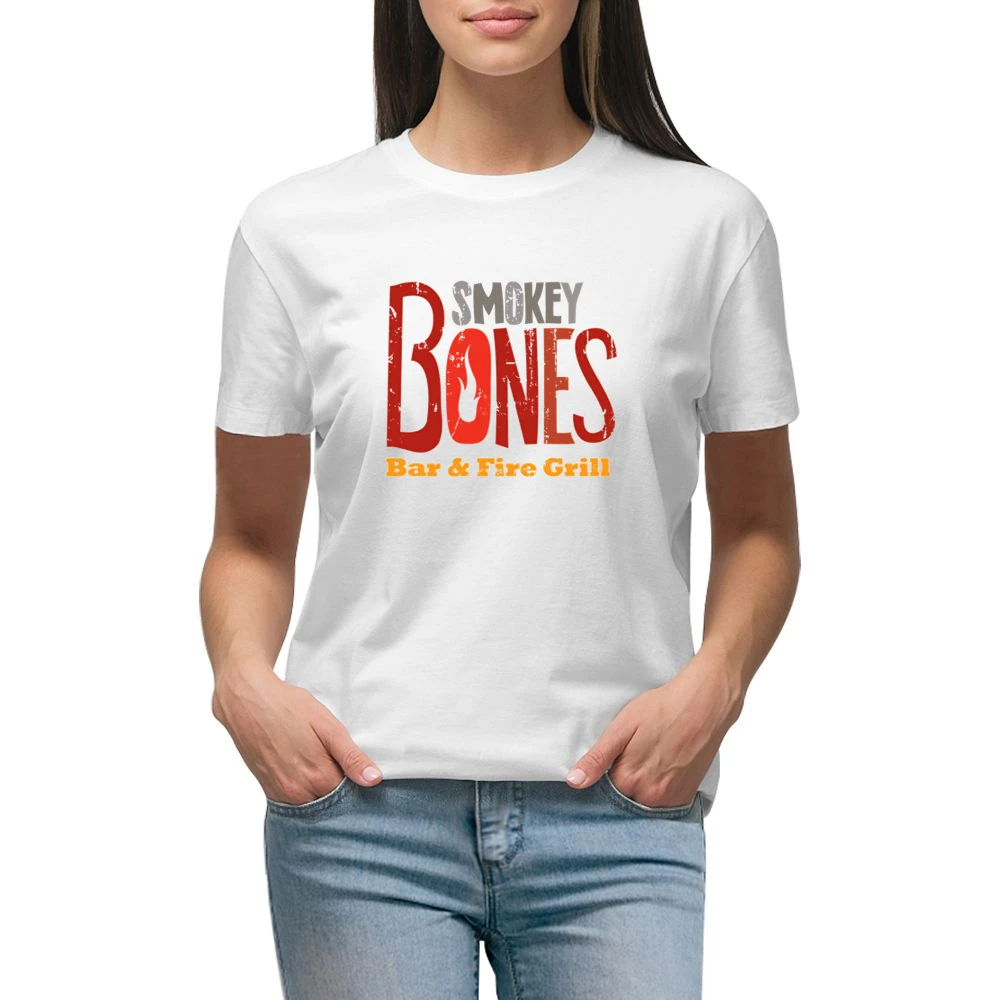Smokey Bones Fast Food Restaurant Distressed Look Premium Women Ladies T-shirt
