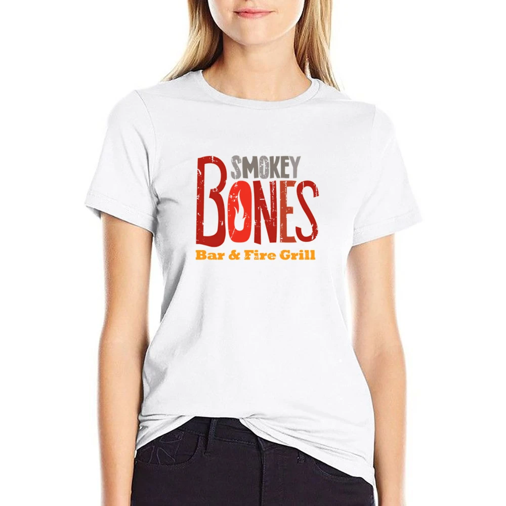 Smokey Bones Fast Food Restaurant Distressed Look US Size Women Ladies T-shirt
