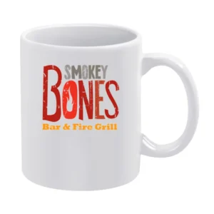 Smokey Bones Fast Food Restaurant Distressed Look White Mug