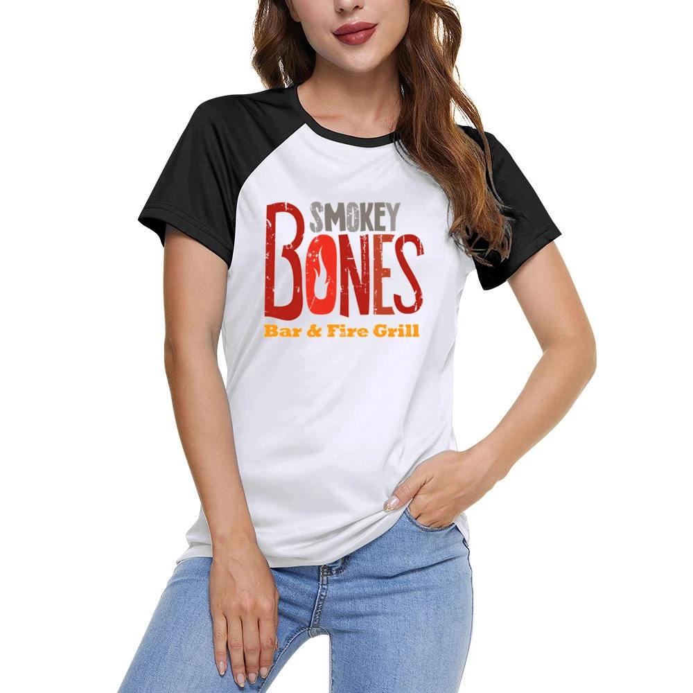 Smokey Bones Fast Food Restaurant Distressed Look Women Ladies Short Sleeve T-Shirt