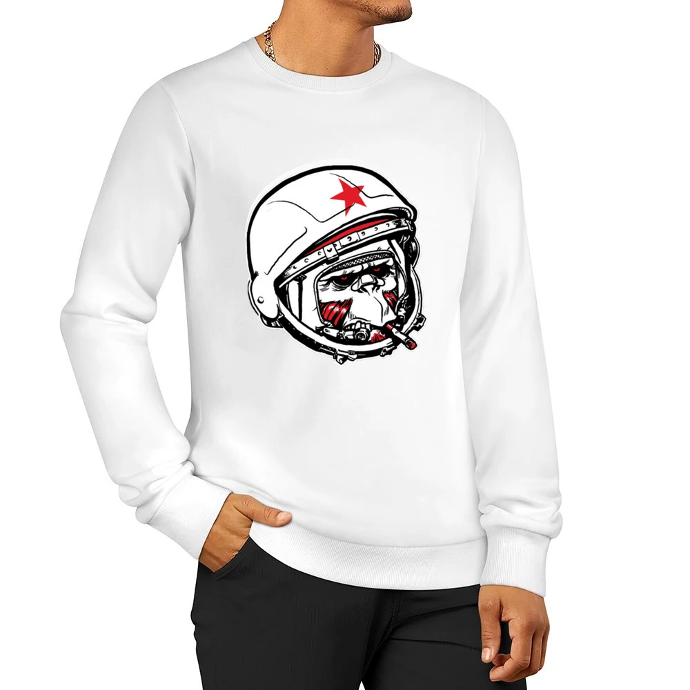 Smooking Monkey Cosmonaut Men Pullover Sweatshirt