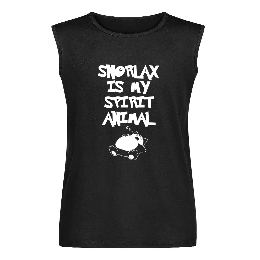 Snorlax Is My Spirit Animal Funny Pokemon Go Apparel Graphic Men Sleeveless T-Shirt