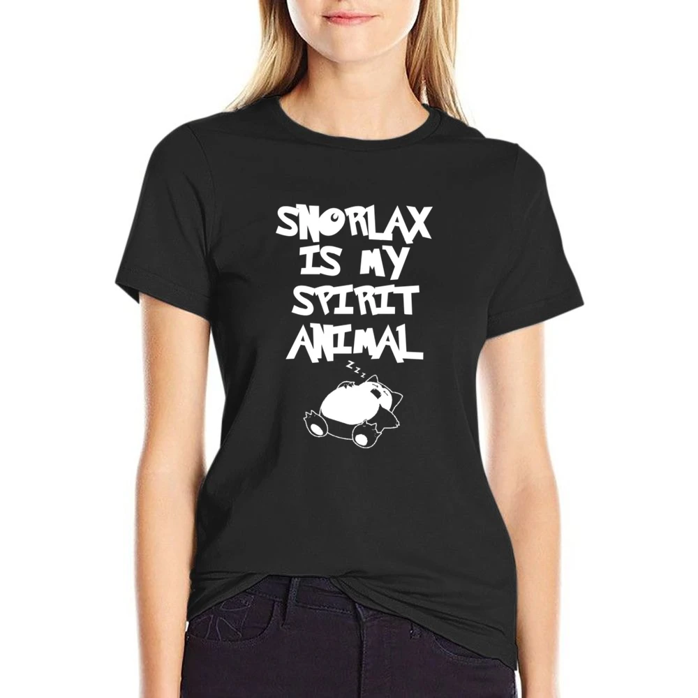 Snorlax Is My Spirit Animal Funny Pokemon Go Apparel Graphic US Size Women Ladies T-shirt