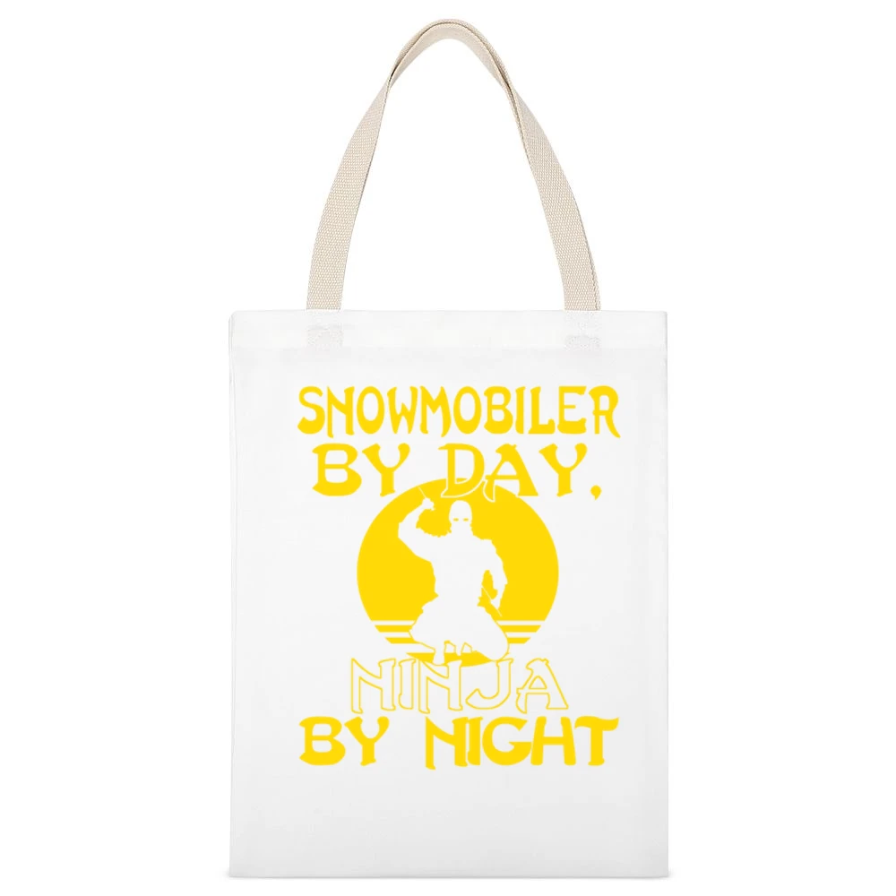 Snowmobiler By Day Ninja By Night Tshirt White Canvas Tote Shopping Bag