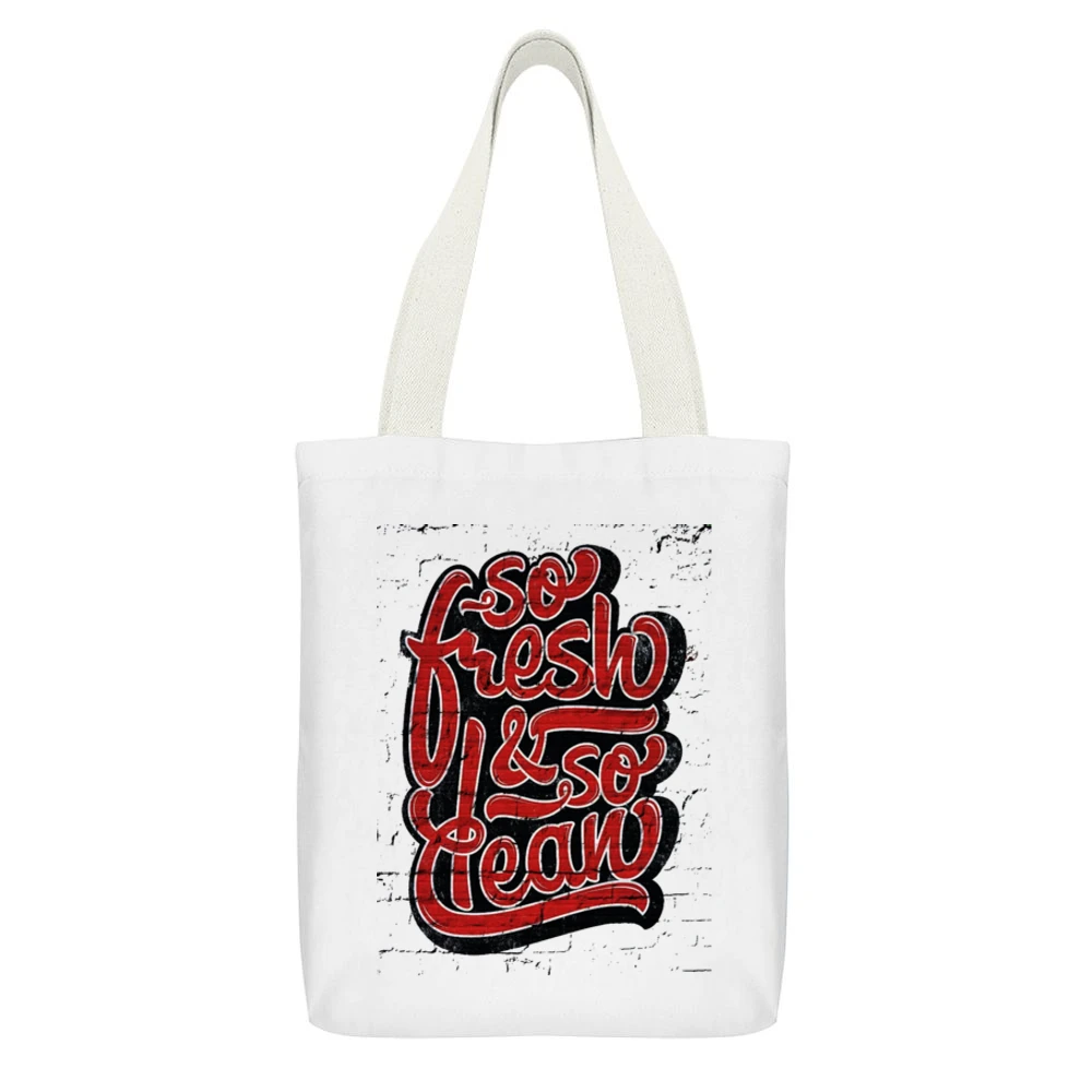 So Fresh And So Clean Hip Hop White Canvas Tote Shopping Bag With Interior Pocket