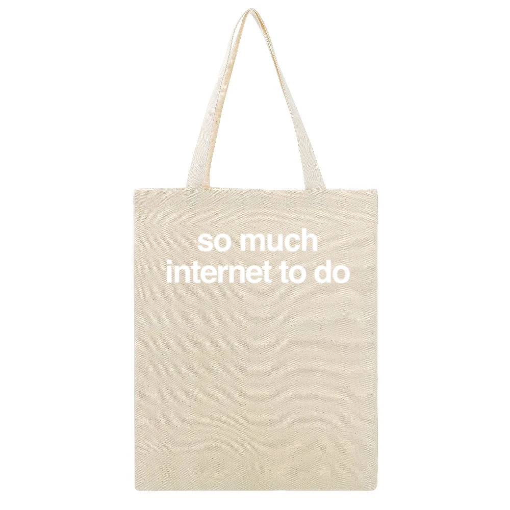So Much Internet To Do Fun Popular Blogger Cool Graphic Beige Canvas Tote Shopping Bag
